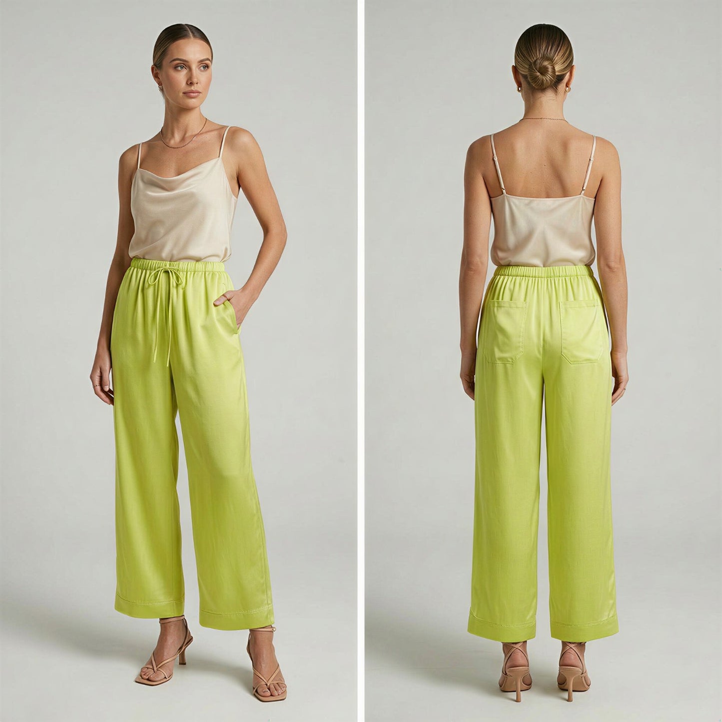 K-Pantalon jaune en viscose