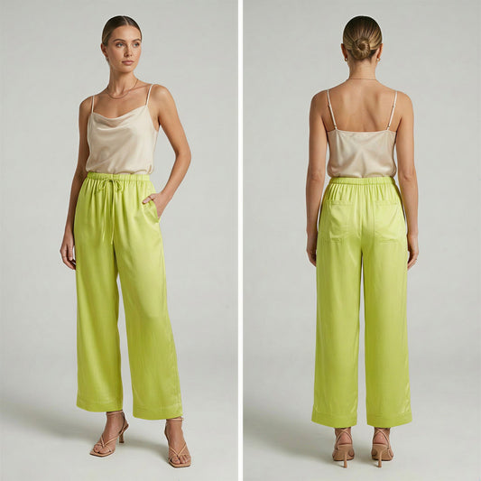 K-Pantalon jaune en viscose