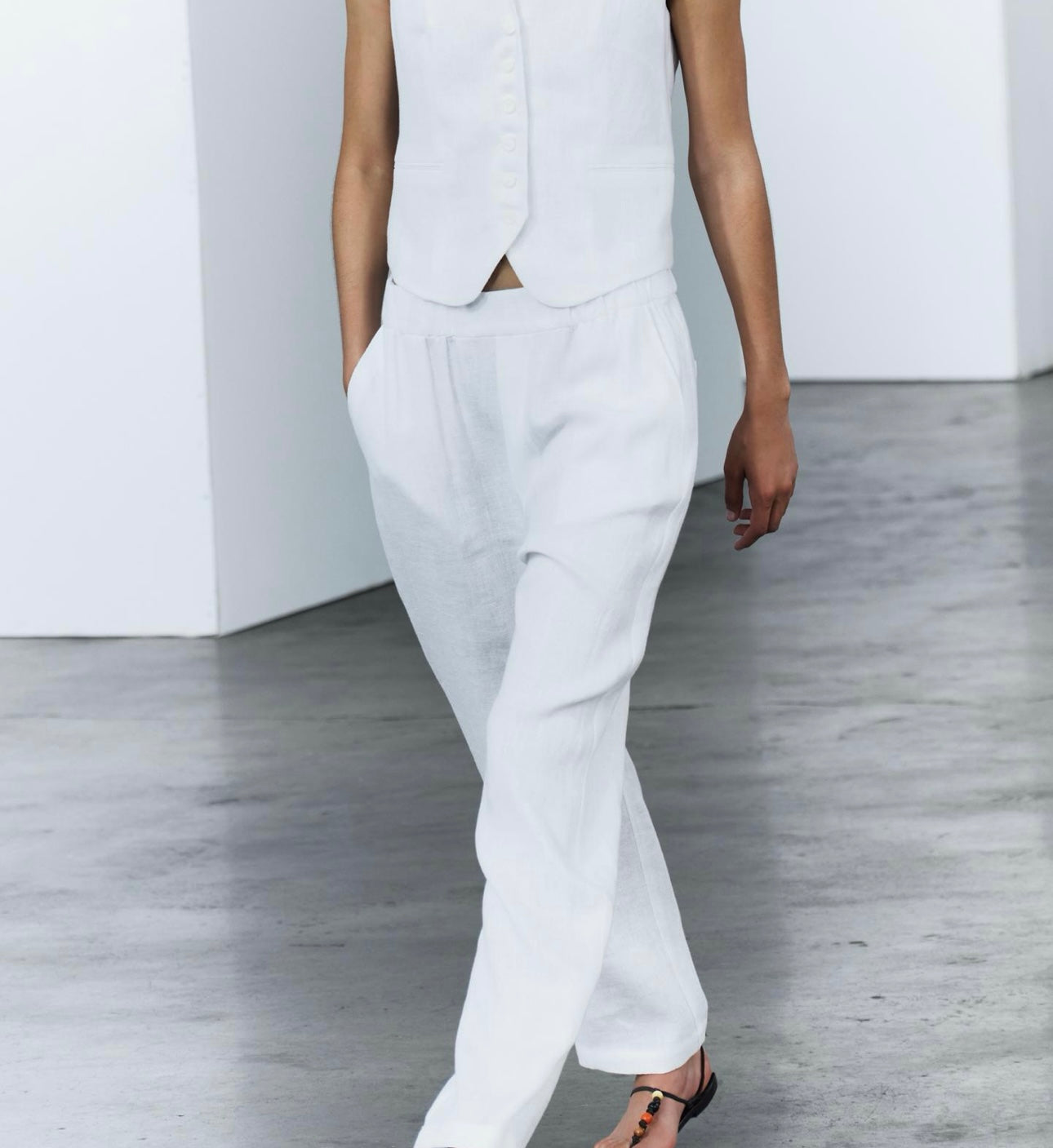 W-Pantalon blanc en lin