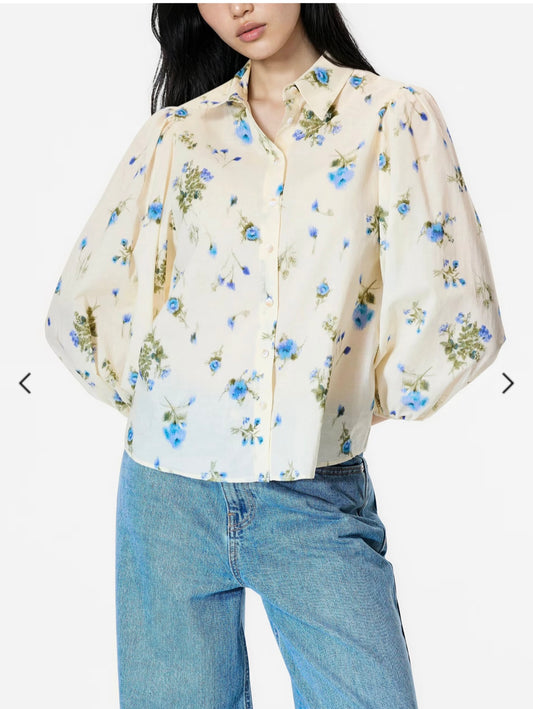 D-chemise en Lin bleu