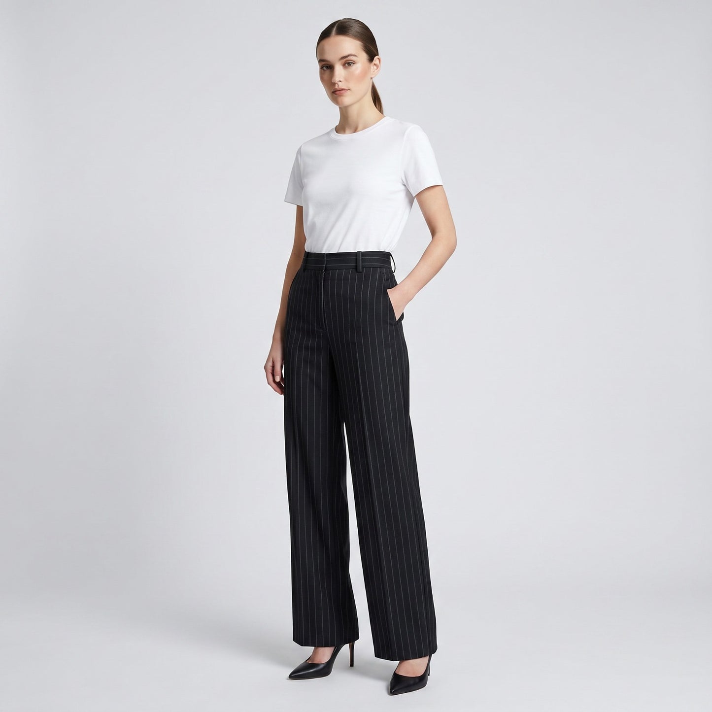 G-Pantalon rayé noir