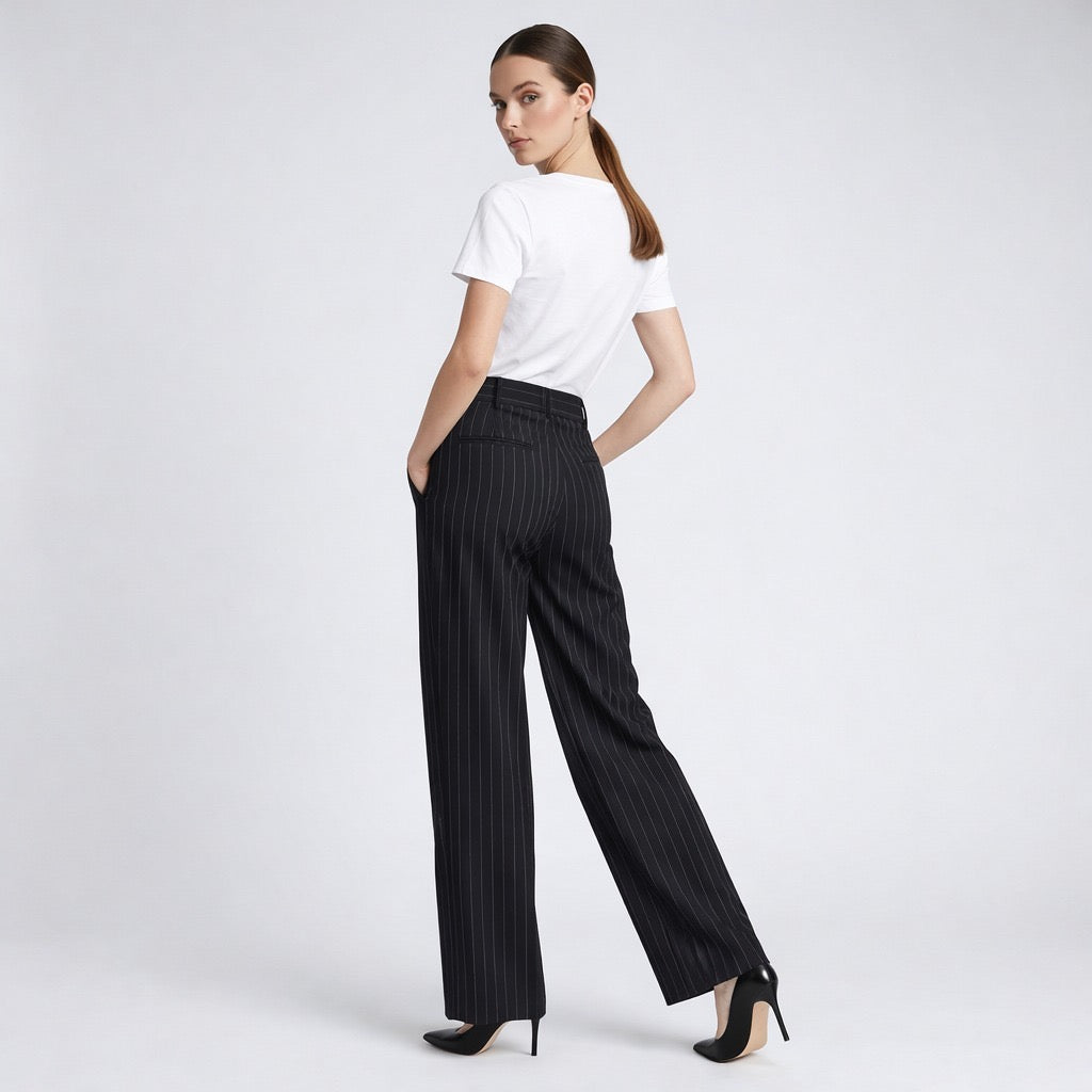 G-Pantalon rayé noir